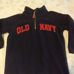 Old Navy Boys Half Zip Embroider Logo Long Sleeve Fleece Sweater 3T